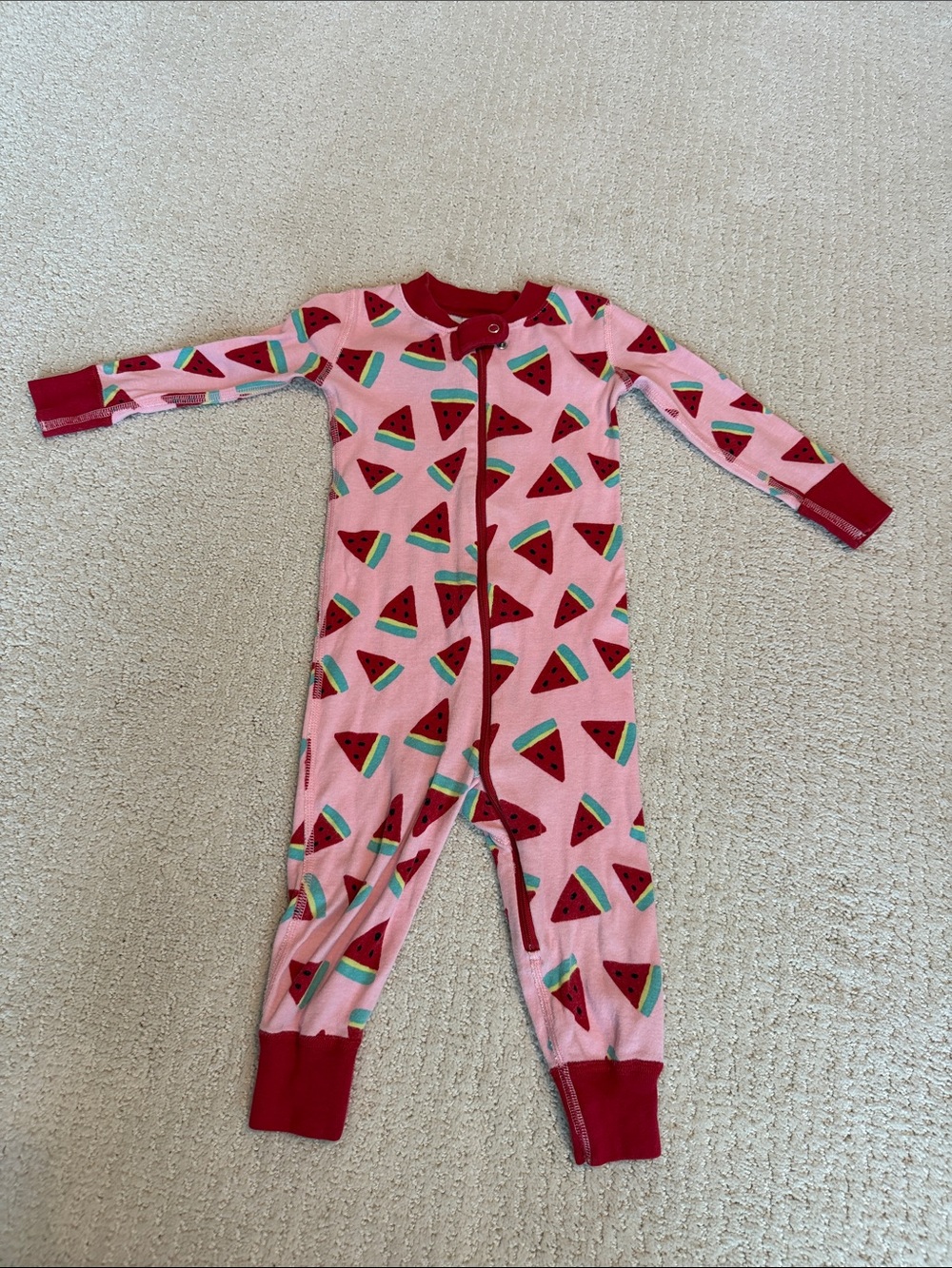 Hanna Anderson Kids Pink Watermelon Print One-Piece Pajamas